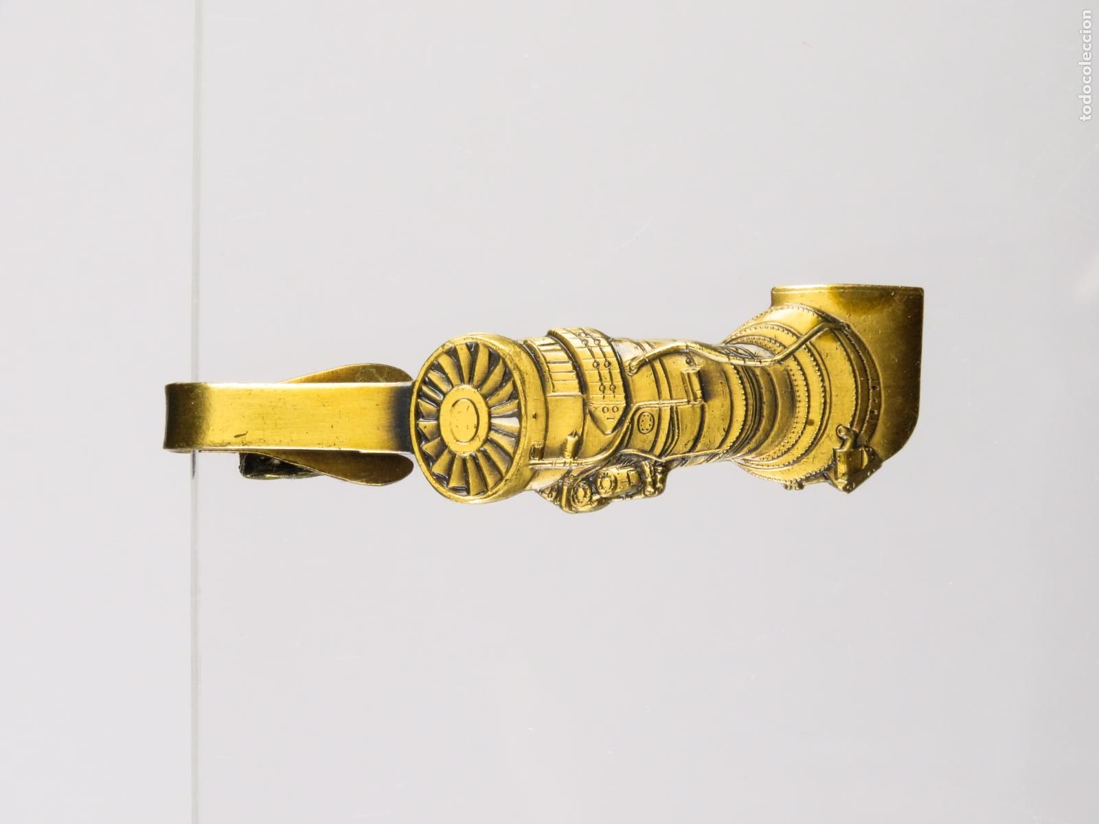 Joyeria: Pisacorbatas pinza motor avi&oacute;n Pratt & Whitney compa&ntilde;&iacute;a Robbins Attlenboro metal dorado S XX
