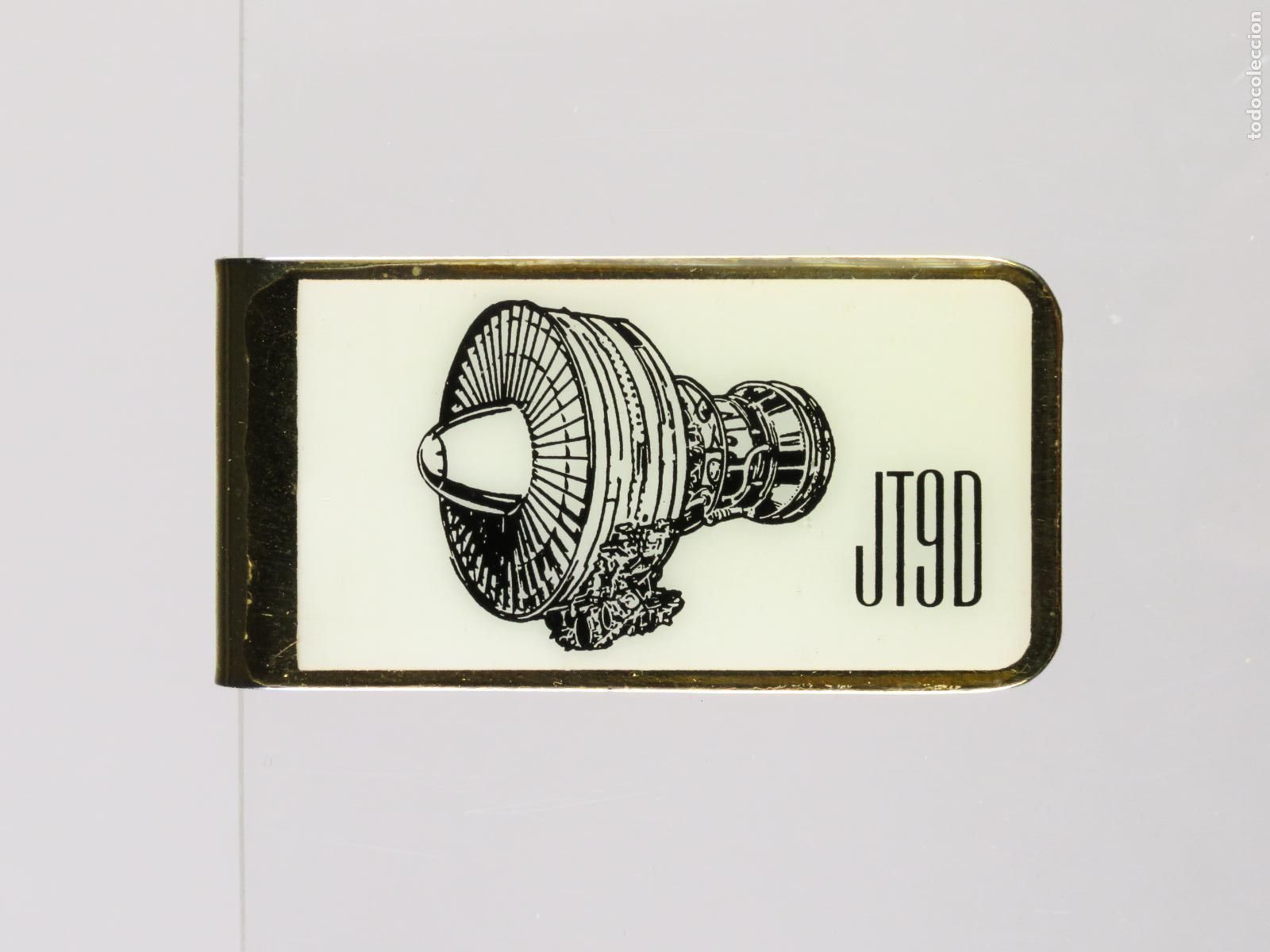 Joalharia: Pinza pisacorbatas avi&oacute;n motor reacci&oacute;n JT9D Pratt & Whitney para Boeing metal dorado esmalte S XXX