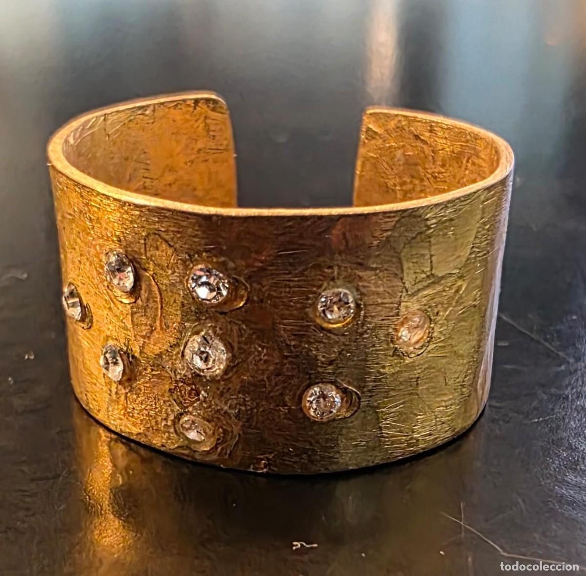 Joyeria: Anillo ajustable dorado con cristales &ndash; estilo artesanal brutalista vintage