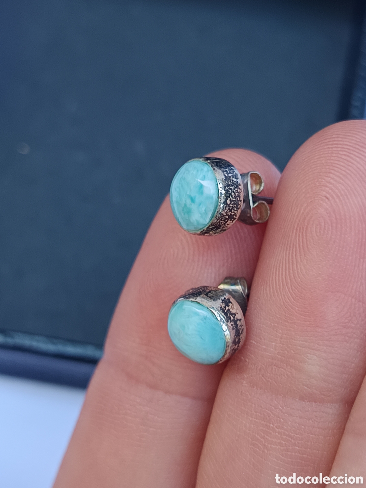 Joyeria: Pendientes antiguos en plata y turquesas vintage - Foto 3