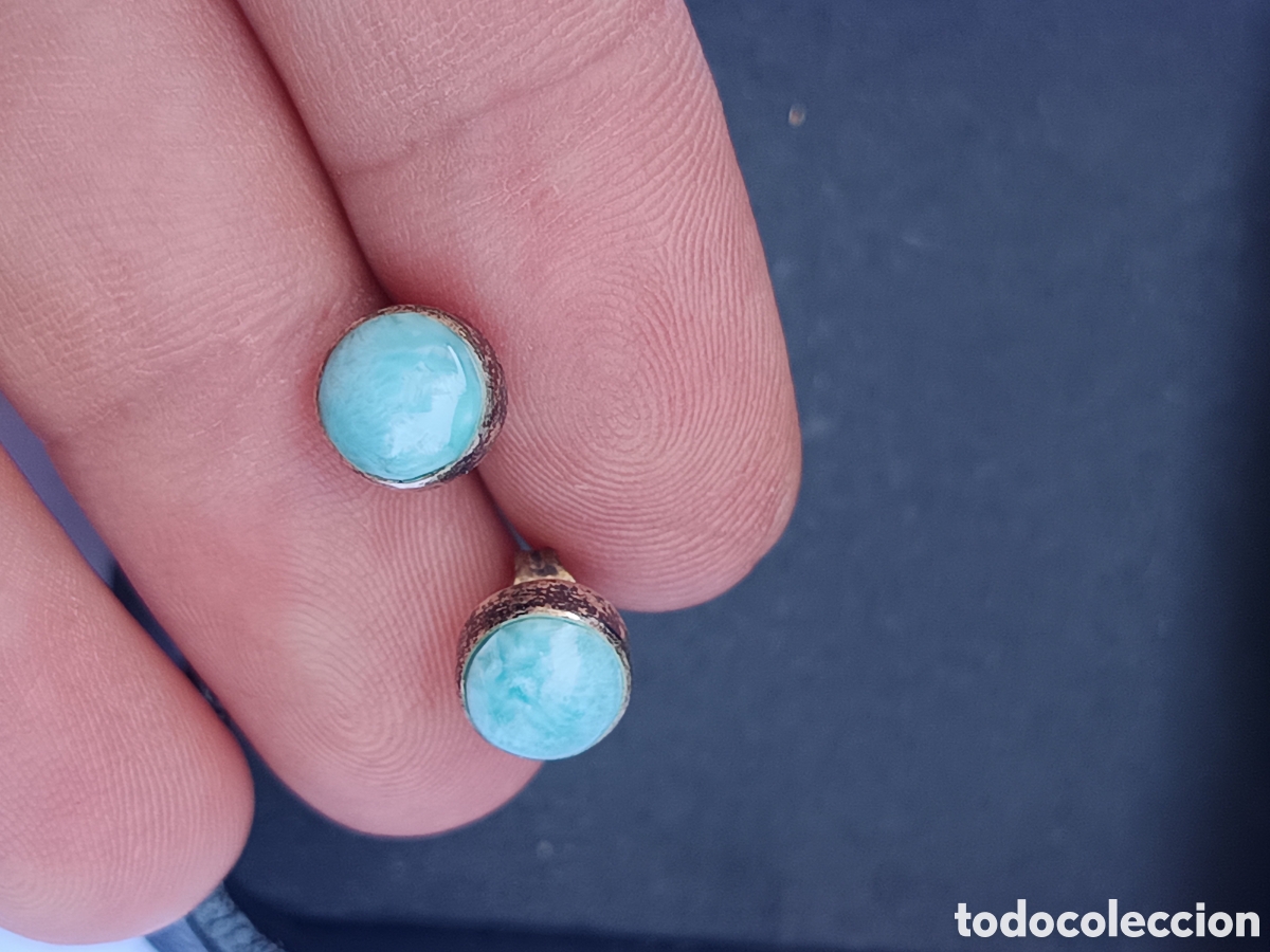 Joyeria: Pendientes antiguos en plata y turquesas vintage - Foto 1