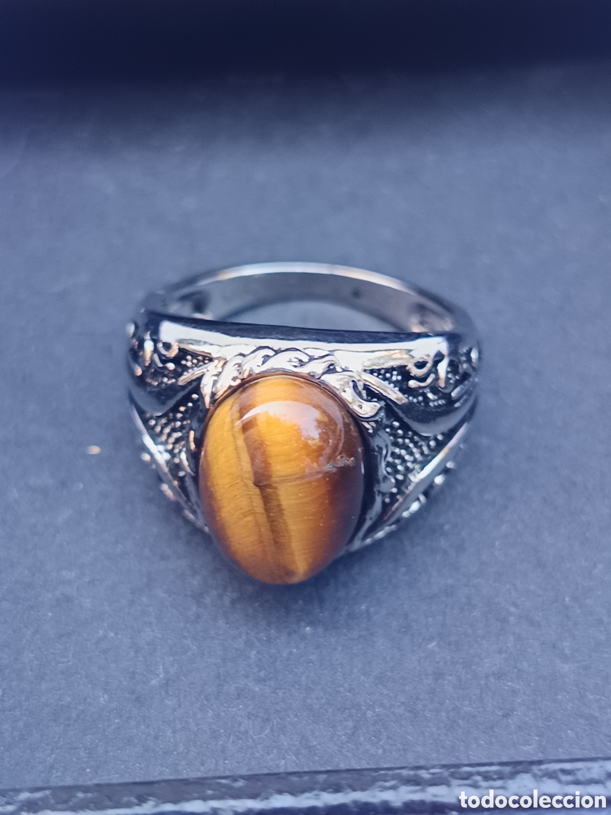 Joyeria: Anillo sello ojo de tigre unisex