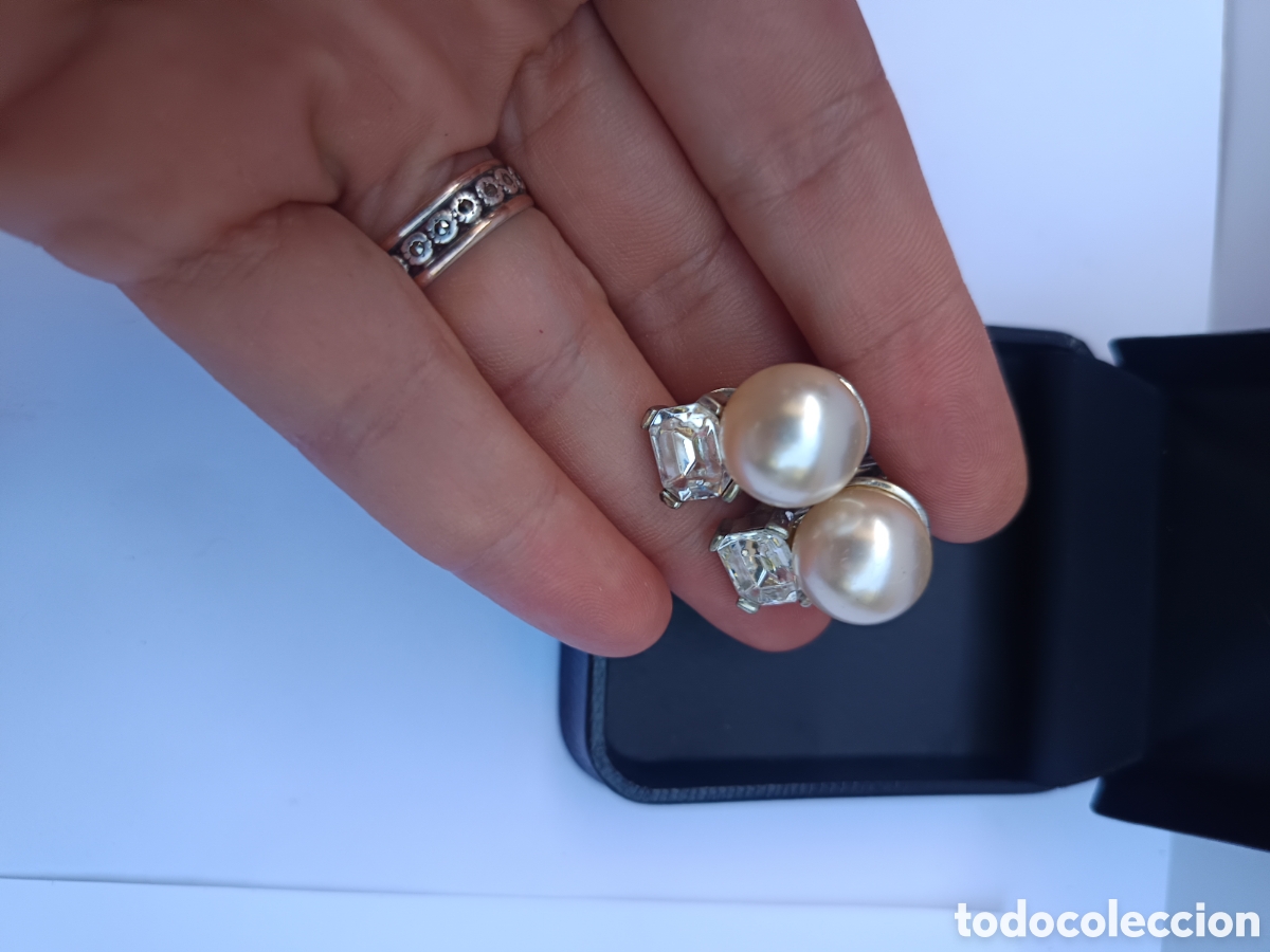 Joyeria: Pendientes de clip con perlas y cristal - Foto 4