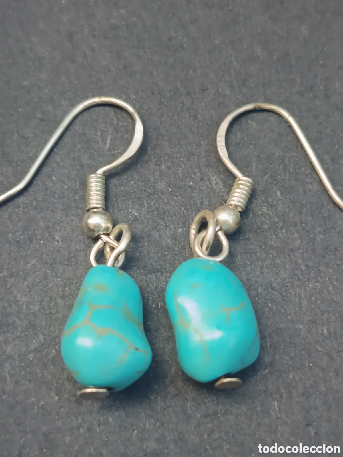 Joyeria: Pendientes turquesas con enganche de plata