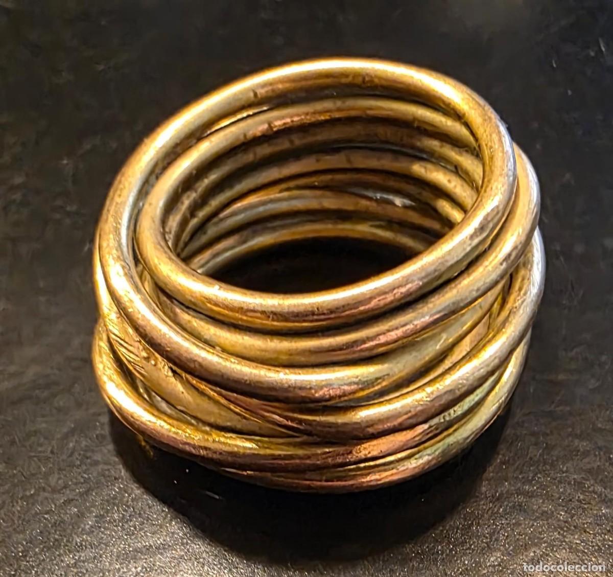 Joyeria: Anillo ancho dorado de m&uacute;ltiples aros entrelazados &ndash; 2 cm - Foto 1