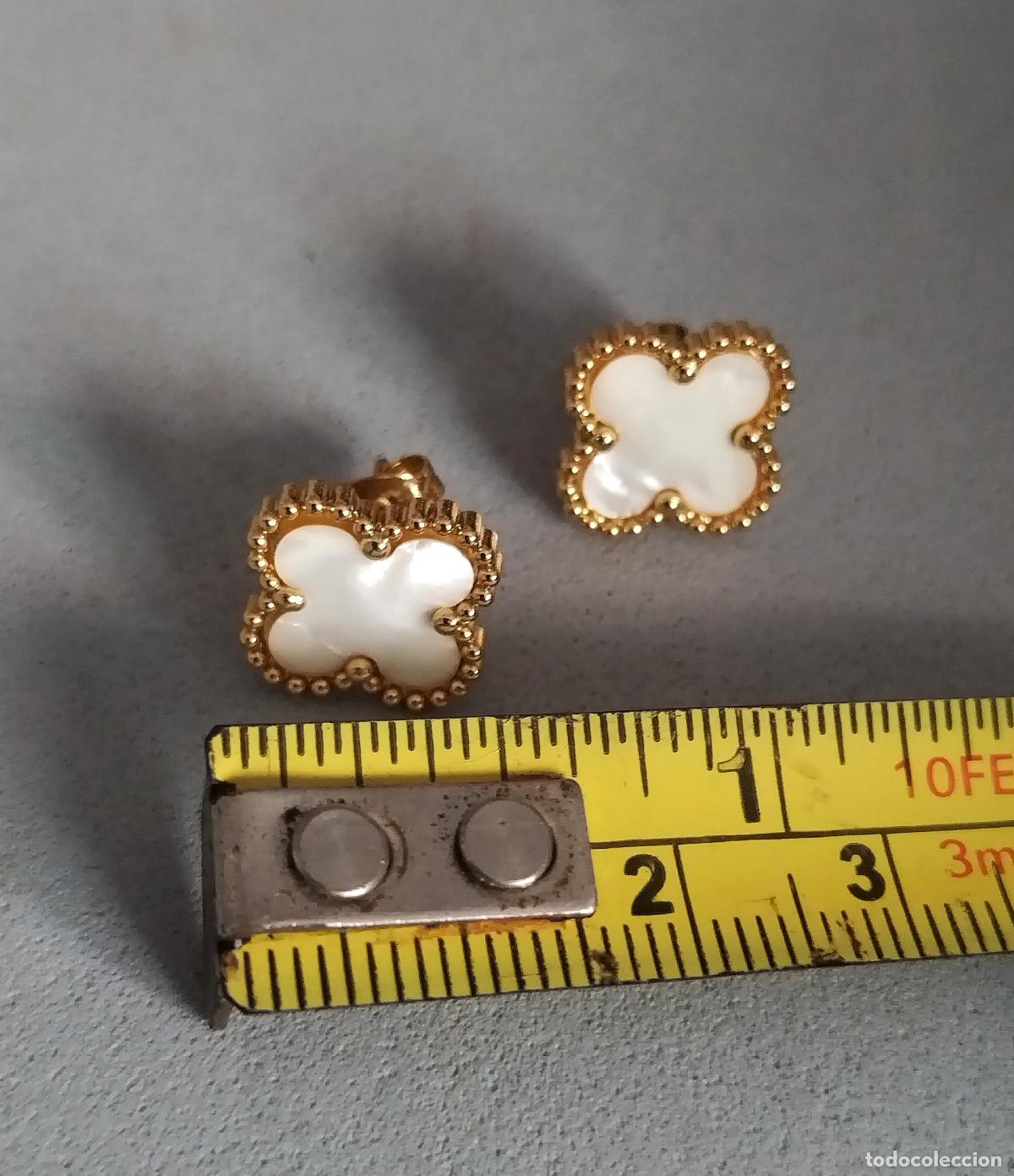Joyeria: Pendientes dorados con n&aacute;car. - Foto 3
