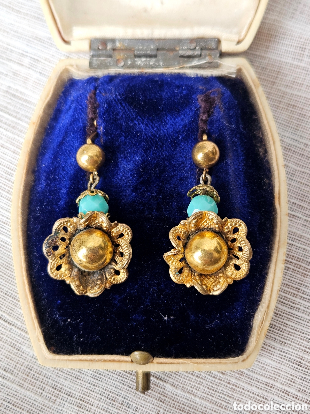 Joalharia: Pendientes antiguos metal dorado