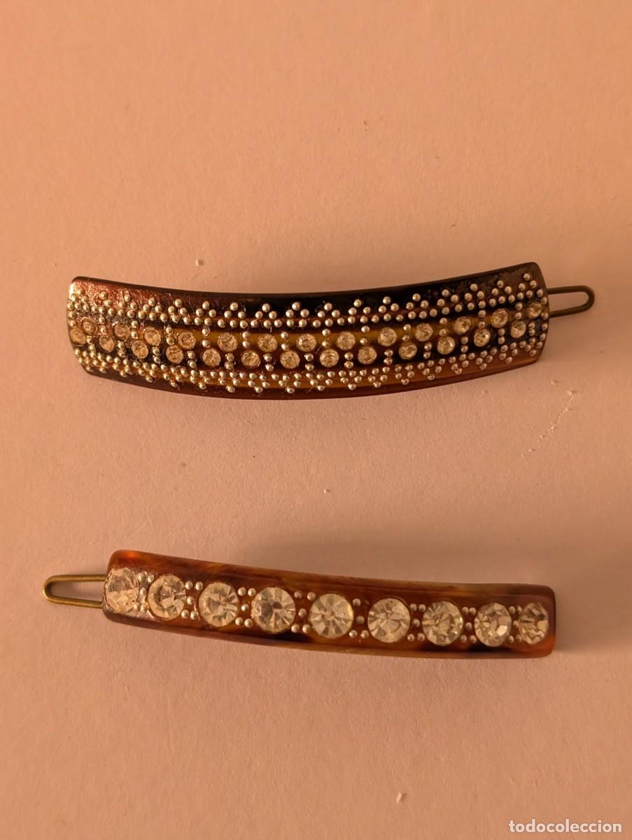 Joyeria: Set 2 Pasadores Pelo Carey Strass Mujer A&ntilde;os 80