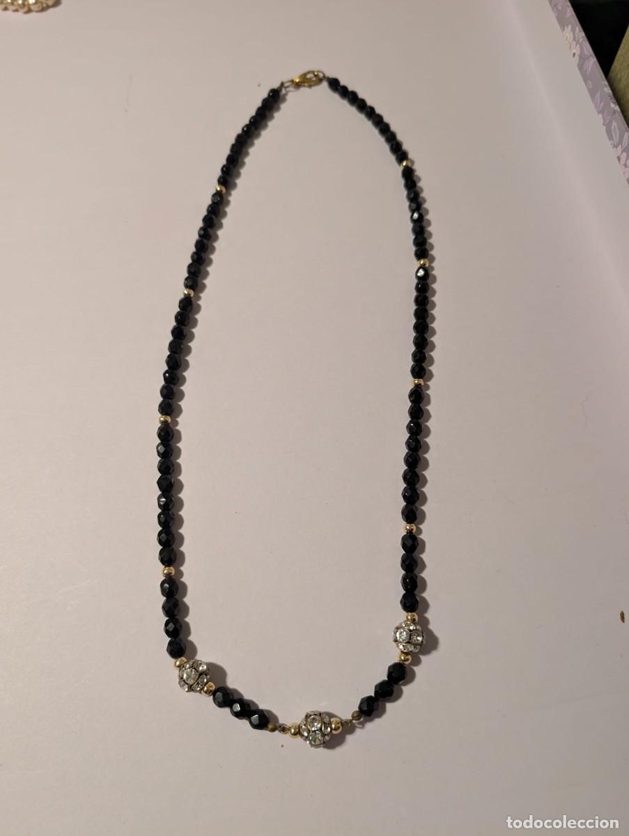Joyeria: Collar Vintage Cristal Negro Facetado A&ntilde;os 80