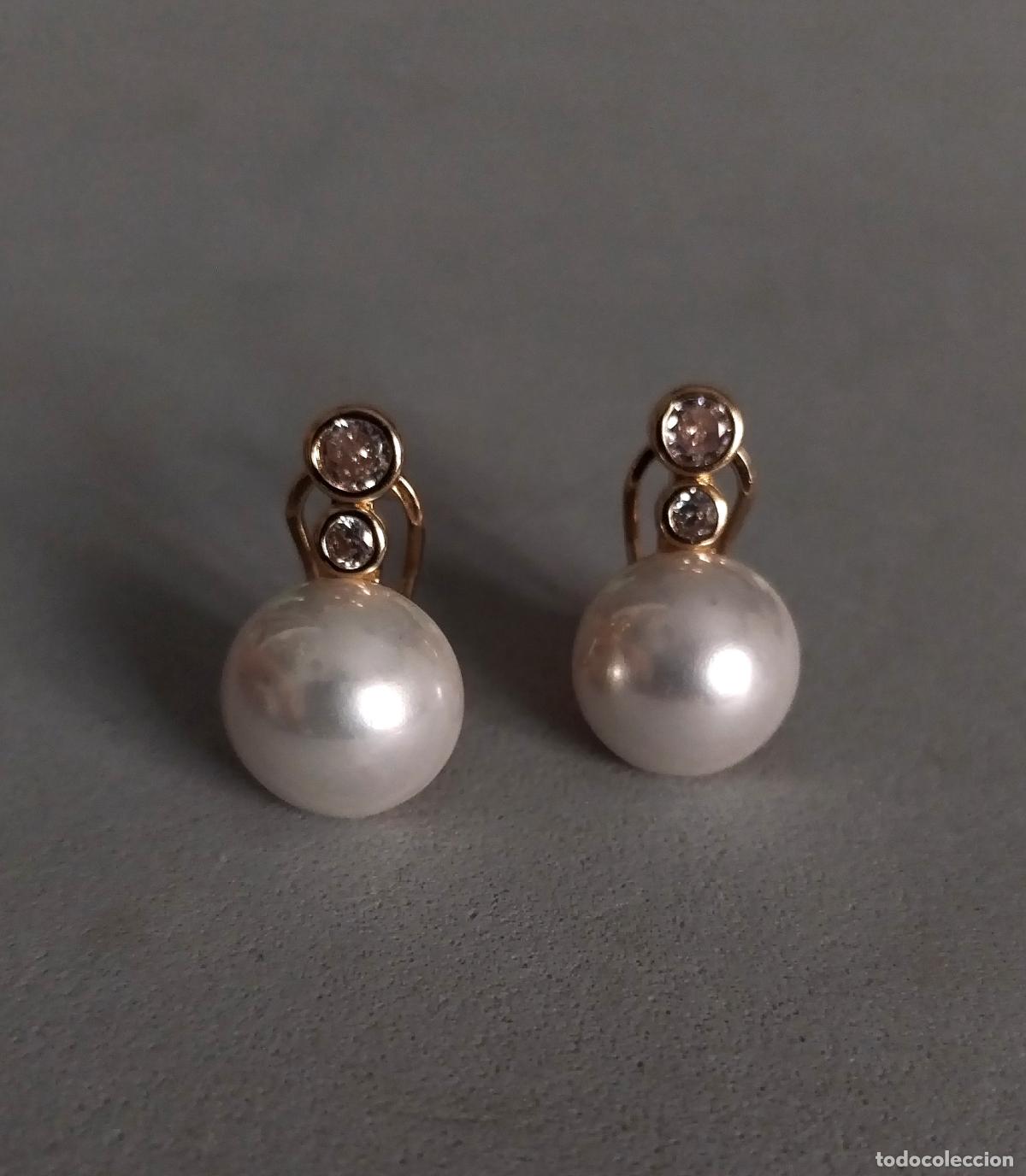 Joyeria: Pendientes dorados con perlas. - Foto 5