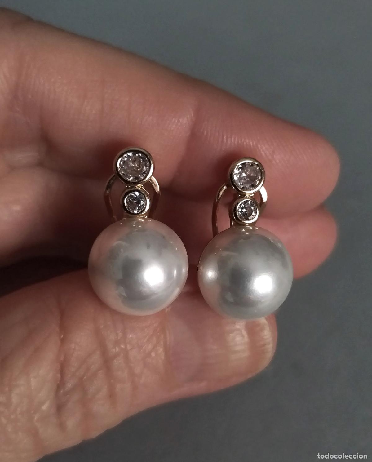 Joyeria: Pendientes dorados con perlas. - Foto 1