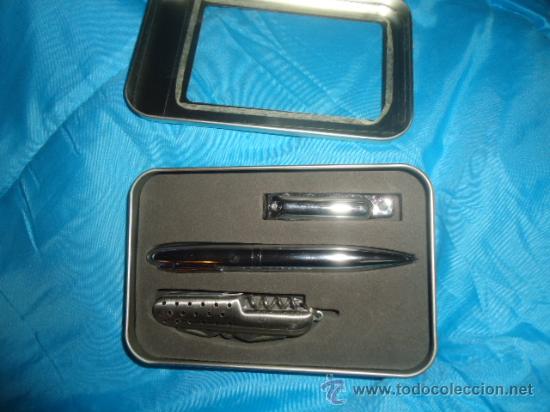 Stylos-bille anciens: CONJUNTO DE BOLIGRAFO, CORTAU&Ntilde;AS, SACACORCHO EN ESTUCHE METALICO