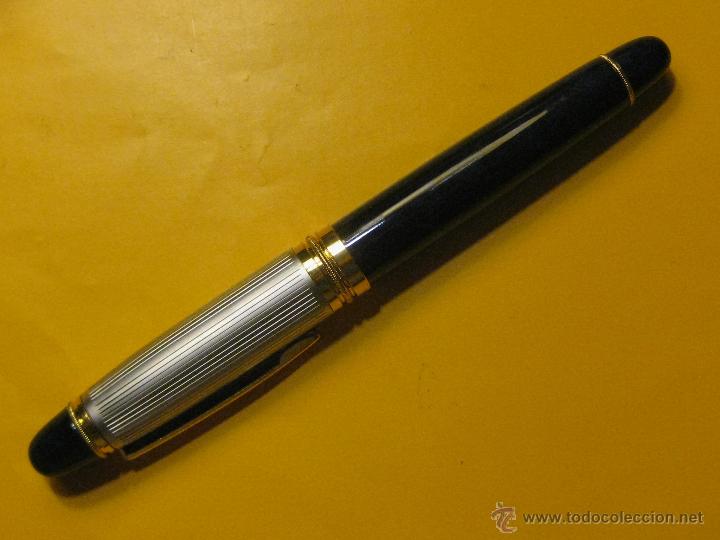 Stylos-bille anciens: PLUMA ESTILOGRAFICA EN AZUL OSCURO, NIQUELADO Y DORADO