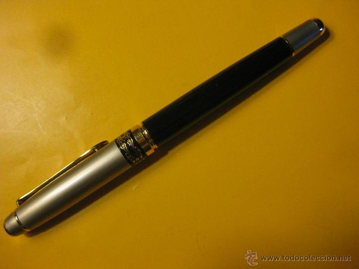 Stylos-bille anciens: PLUMA ESTILOGRAFICA EN NEGRO, NIQUELADO Y DORADO CON BONITA FILIGRANA