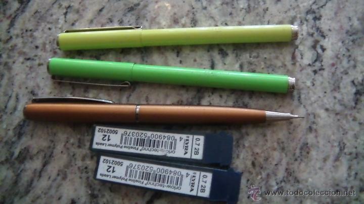 Stylos-bille anciens: 2 boligrafos y 1 portaminas marca inoxcrom spain de metal -2 cajas de minas marca lyra