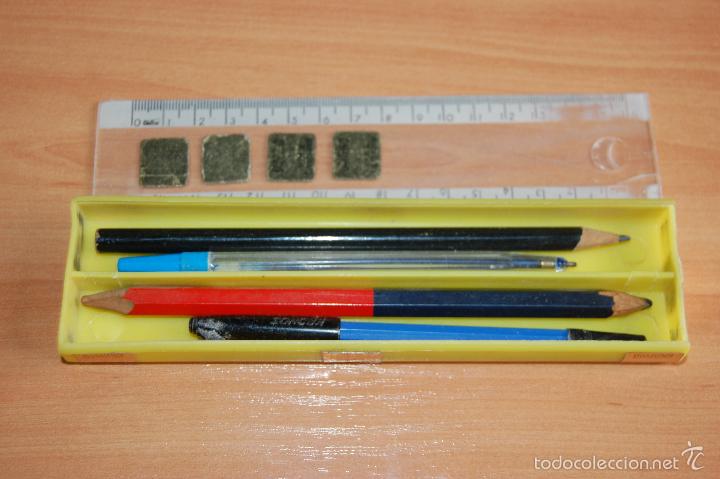 Stylos-bille anciens: ANTIGUO PLUMIER ESTUCHE CON REGLA DOMUND AYUDA AL TERCER MUNDO