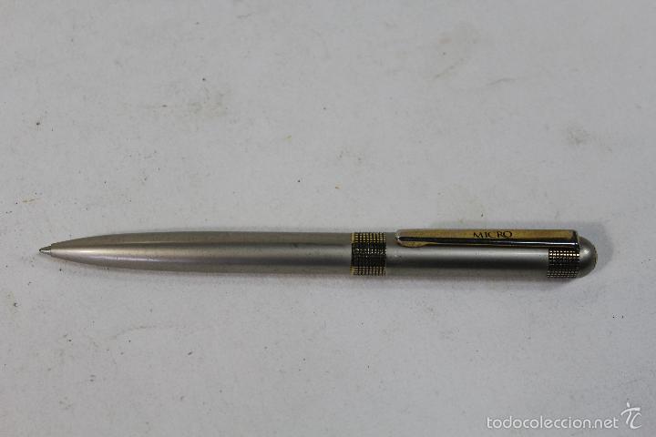 Bol&iacute;grafos antiguos: BOL&Iacute;GRAFO/ROLLER DE ACERO-DORADO-MICRO - Foto 4