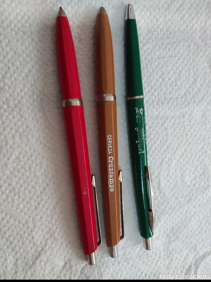 Bol&iacute;grafos antiguos: 3 antiguos boligrafos con publicidad de cerveza cruzcampo y san miguel