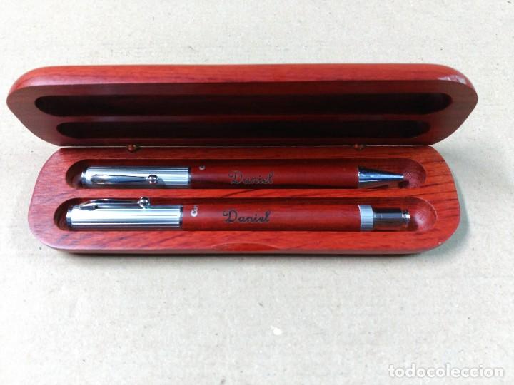 Bol&iacute;grafos antiguos: BOLIGRAFOS EN CAJA DE MADERA - Foto 1