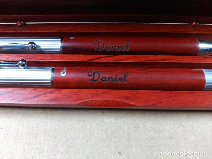 Bol&iacute;grafos antiguos: BOLIGRAFOS EN CAJA DE MADERA - Foto 2