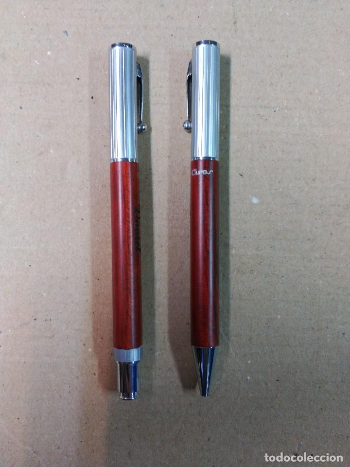 Bol&iacute;grafos antiguos: BOLIGRAFOS EN CAJA DE MADERA - Foto 4