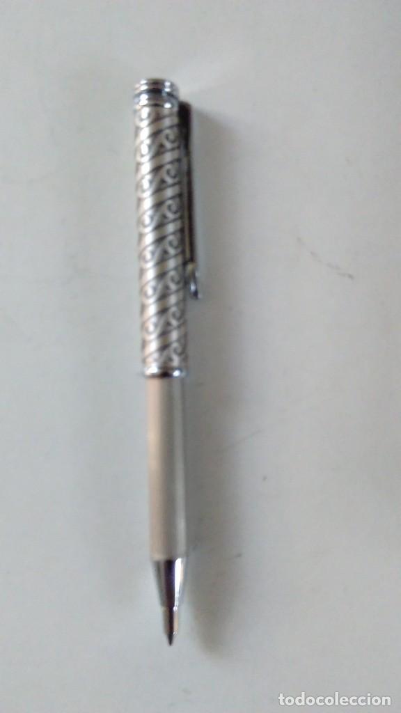 Bol&iacute;grafos antiguos: Bol&iacute;grafo de metal plateado extensible - Foto 5