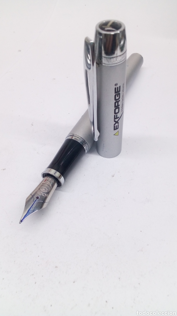 Bol&iacute;grafos antiguos: Pluma Inoxcrom Exforge lacado gris - Foto 2