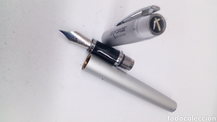 Bol&iacute;grafos antiguos: Pluma Inoxcrom Exforge lacado gris - Foto 1