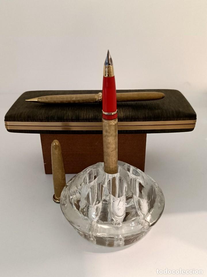 Bol&iacute;grafos antiguos: Set de bol&iacute;grafo y pluma Sheaffer. - Foto 3