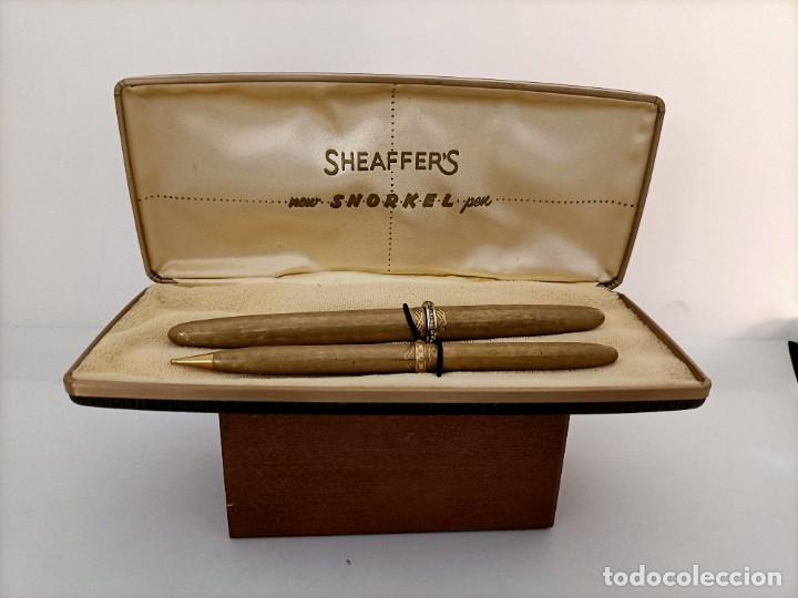 Bol&iacute;grafos antiguos: Set de bol&iacute;grafo y pluma Sheaffer. - Foto 8