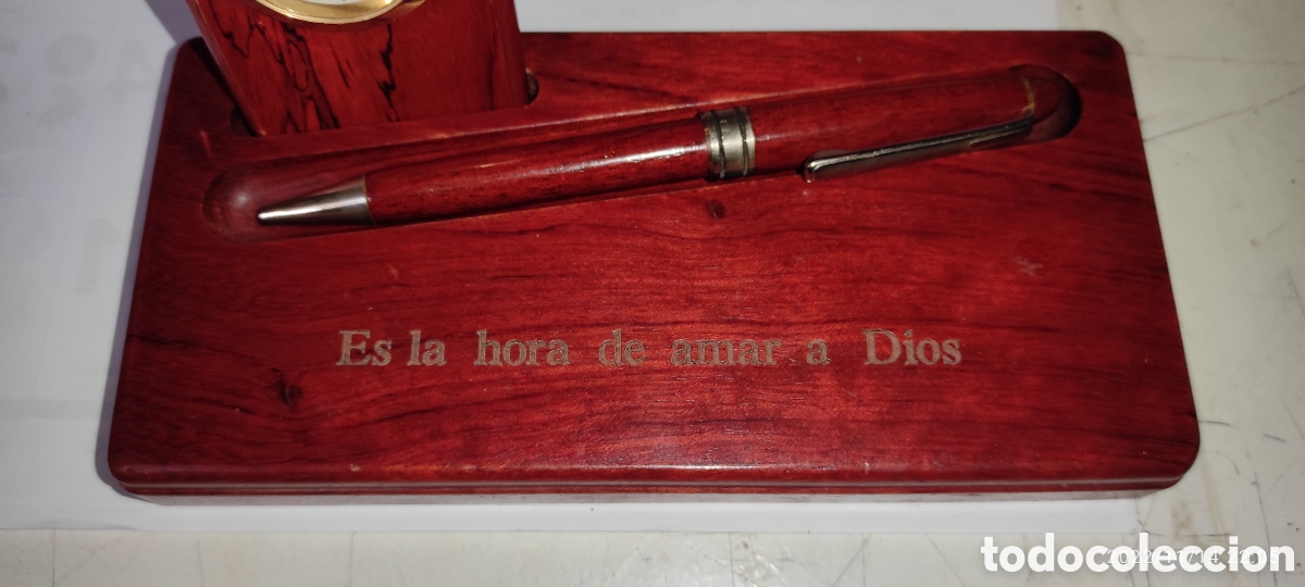 Bol&iacute;grafos antiguos: ESCRIBANA CON RELOJ - Foto 3
