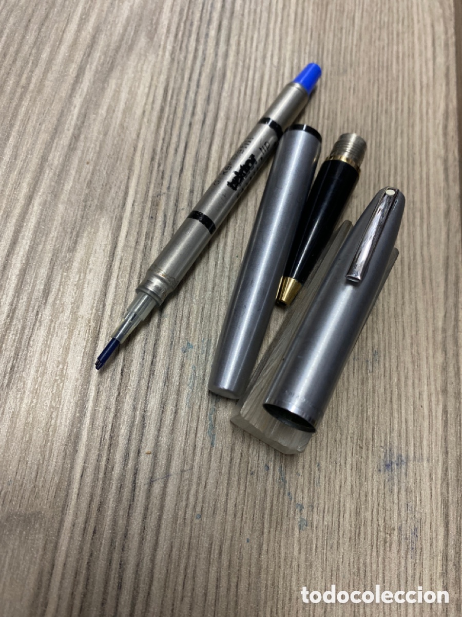 Bol&iacute;grafos antiguos: Roller Sheaffer USA imperial plateado - Foto 3