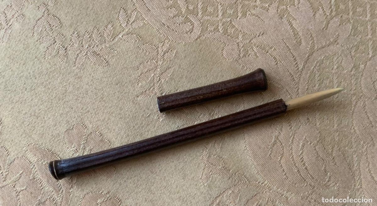 Bol&iacute;grafos antiguos: PALILLERO CON PLUMIN DE MADERA - Foto 7