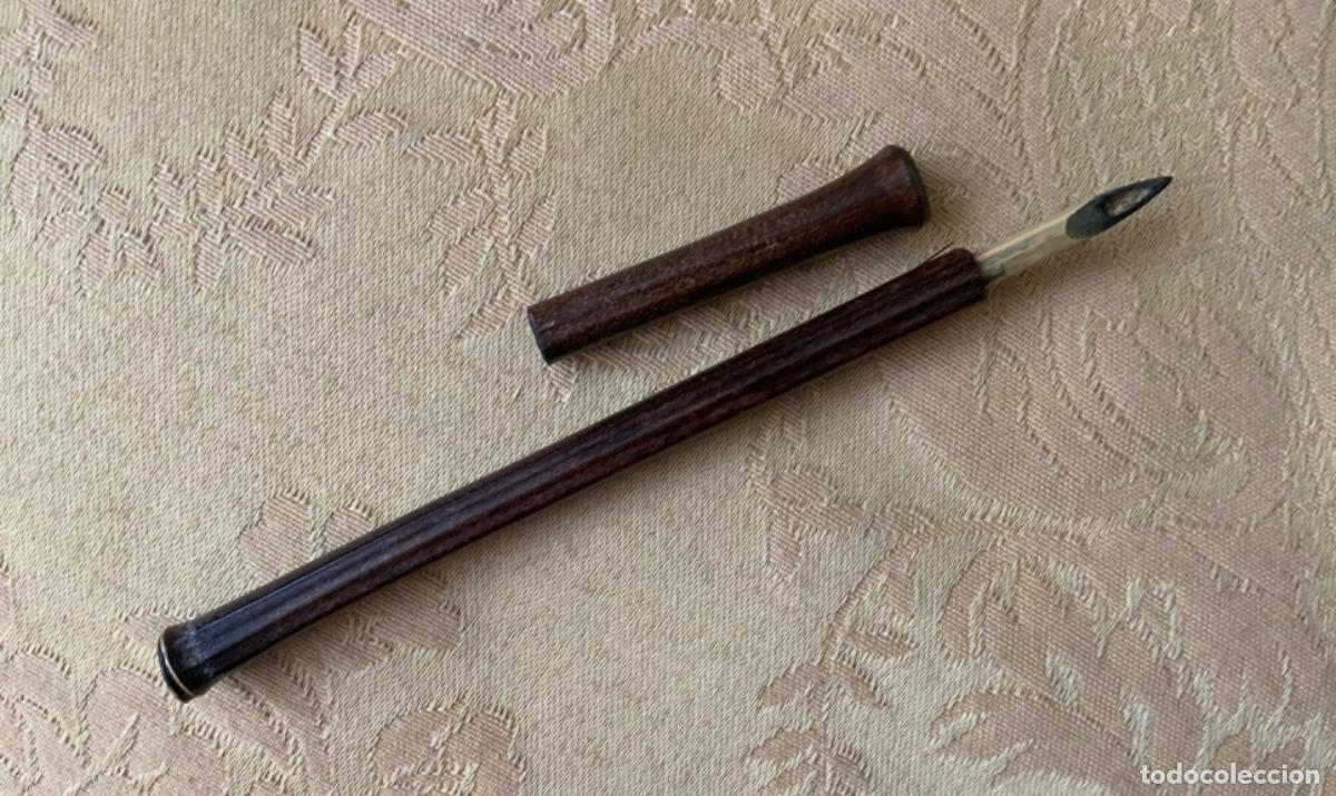 Bol&iacute;grafos antiguos: PALILLERO CON PLUMIN DE MADERA - Foto 9