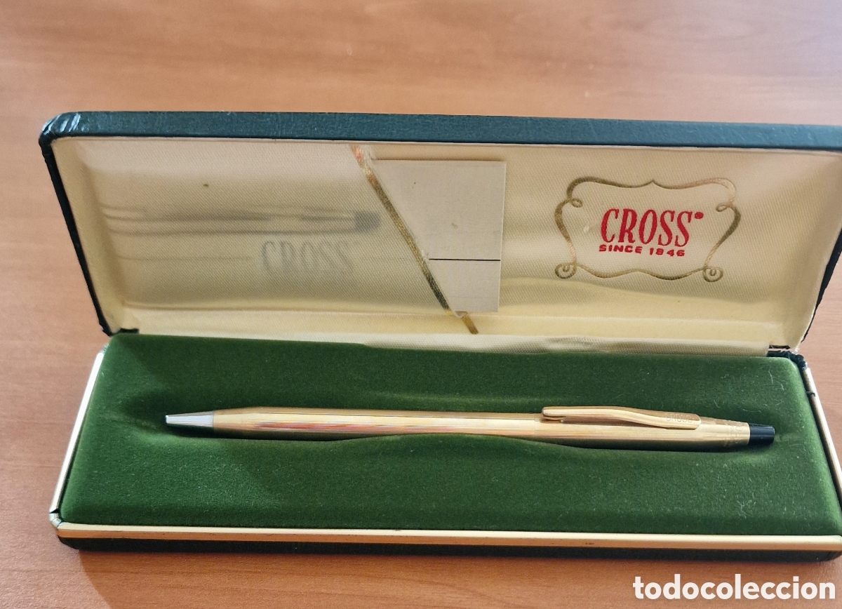 Bol&iacute;grafos antiguos: Cross chapado en oro - Foto 2