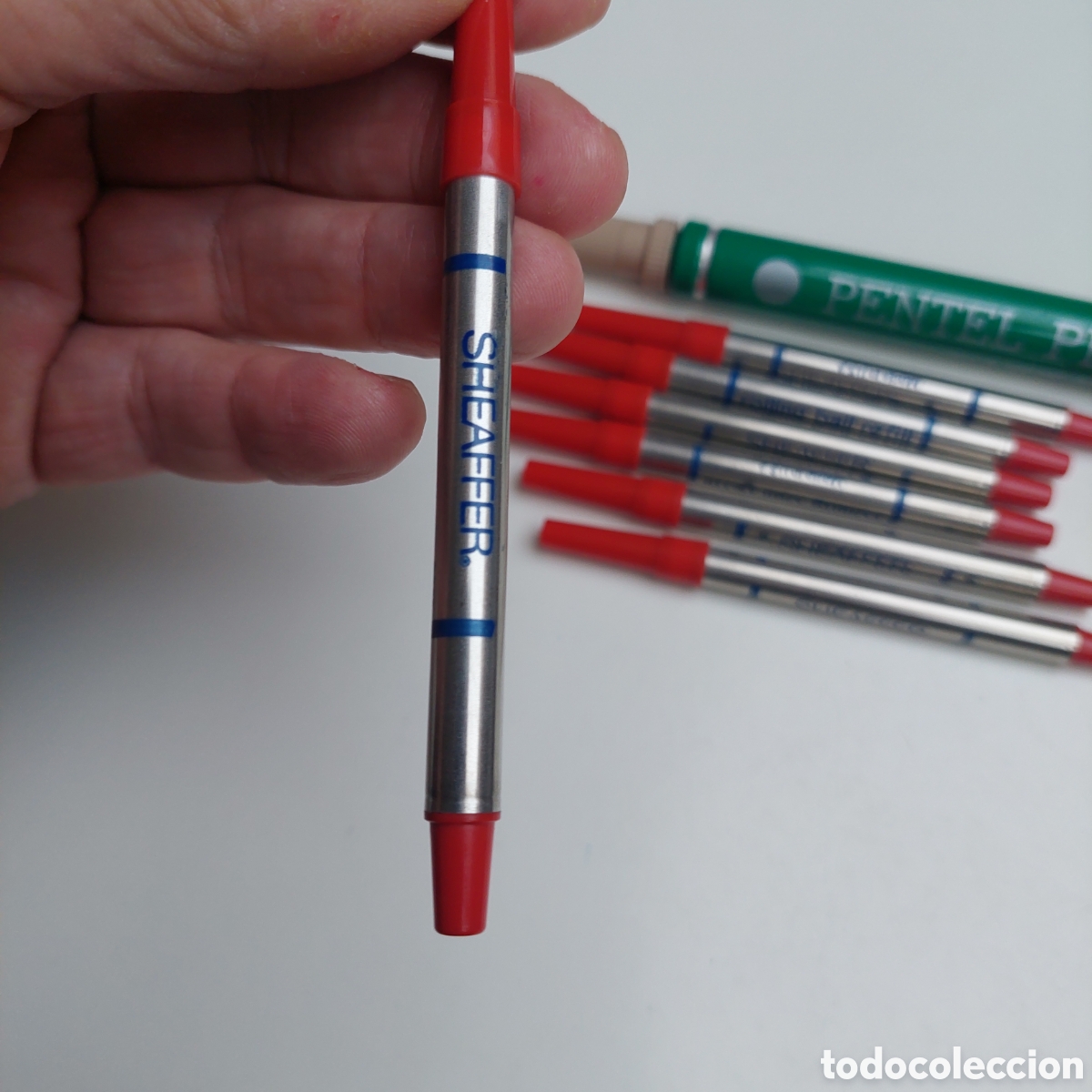 Bol&iacute;grafos antiguos: Lote de Sheaffer rojo. - Foto 3
