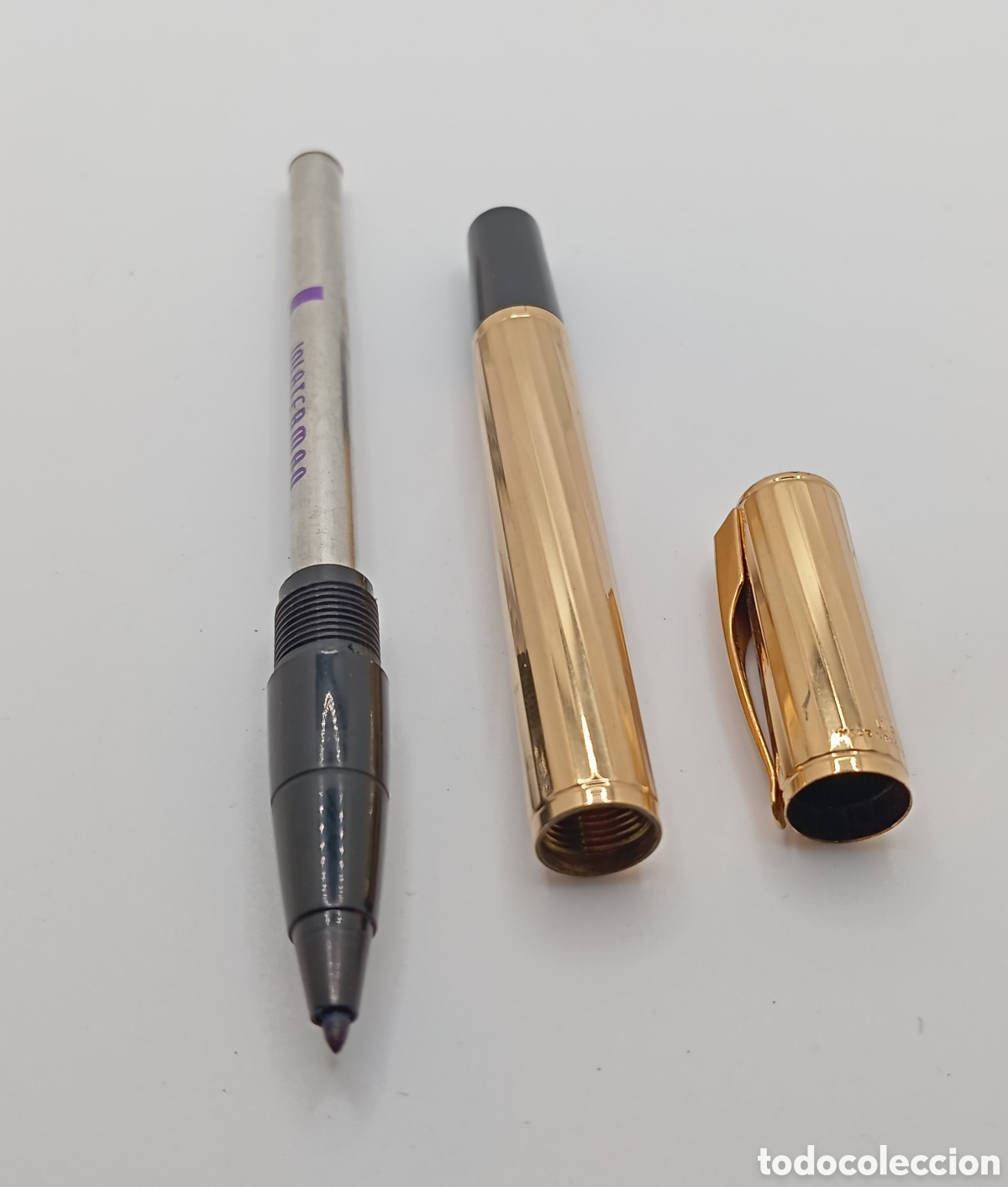 Bol&iacute;grafos antiguos: Rollerball waterman dorado - Foto 7