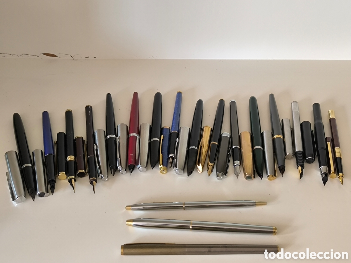 Bol&iacute;grafos antiguos: 18 Plumas +1 bol&iacute;grafo. Parker, Inoxcrom, Montblanc, Flaminaire, ,Elysee, etc