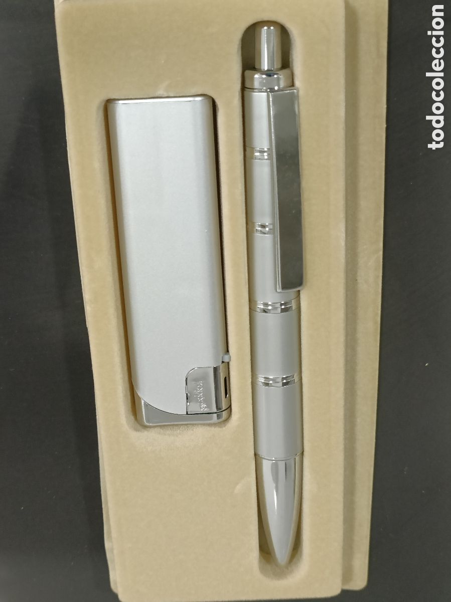 Bol&iacute;grafos antiguos: Set de regalo bol&iacute;grafo + mechero Troppo