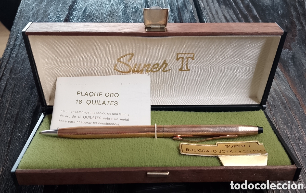 Bol&iacute;grafos antiguos: Pluma Estilogr&aacute;fica Super T bol&iacute;grafo joyas oro 18 kls