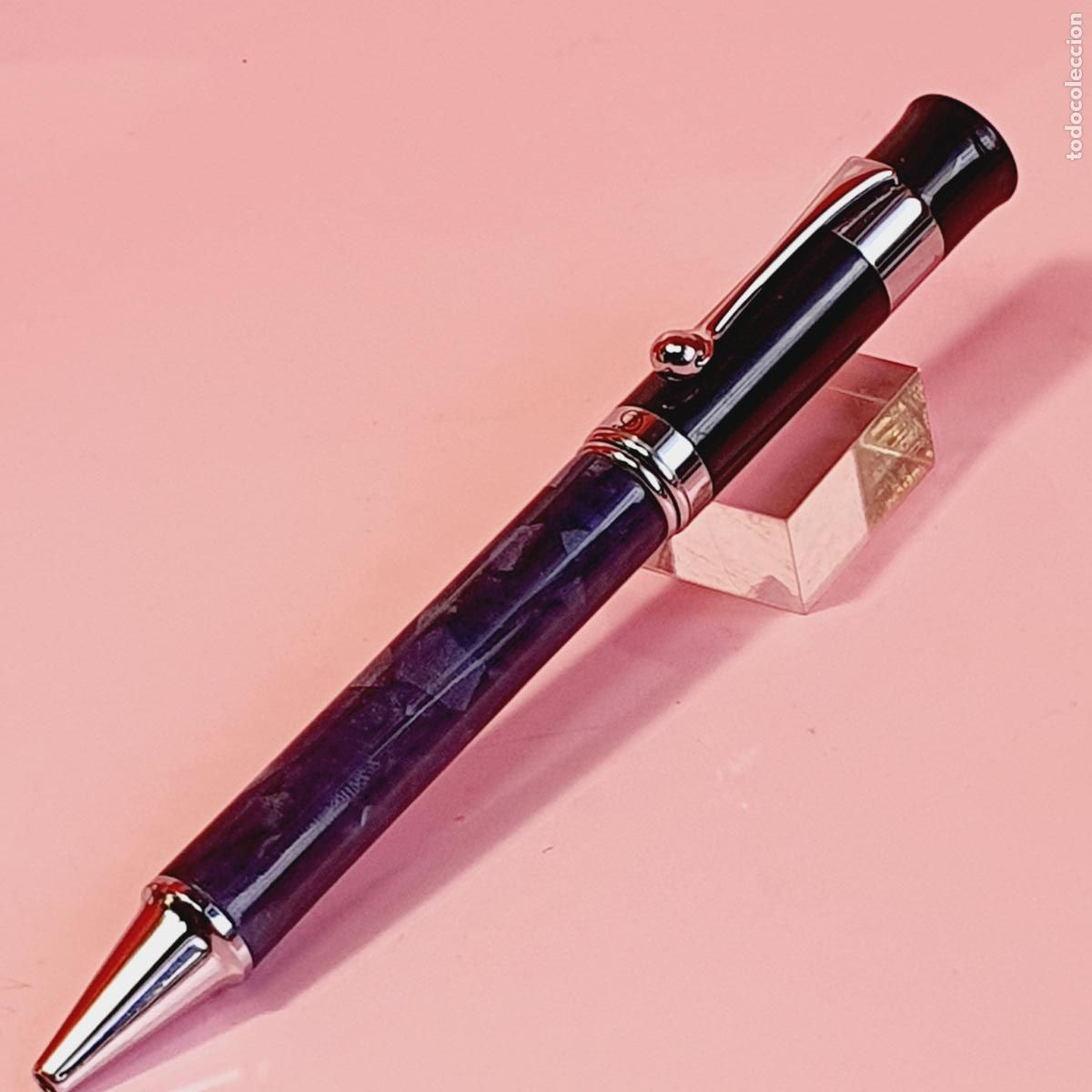 Bol&iacute;grafos antiguos: 10453*BOL&Iacute;GRAFO-D.(en faja.)-NEGRO/CROMO.(capuch&oacute;n)-M&Aacute;RMOL/N&Aacute;CAR.(Barril)-PRECIOSO-NUEVO.