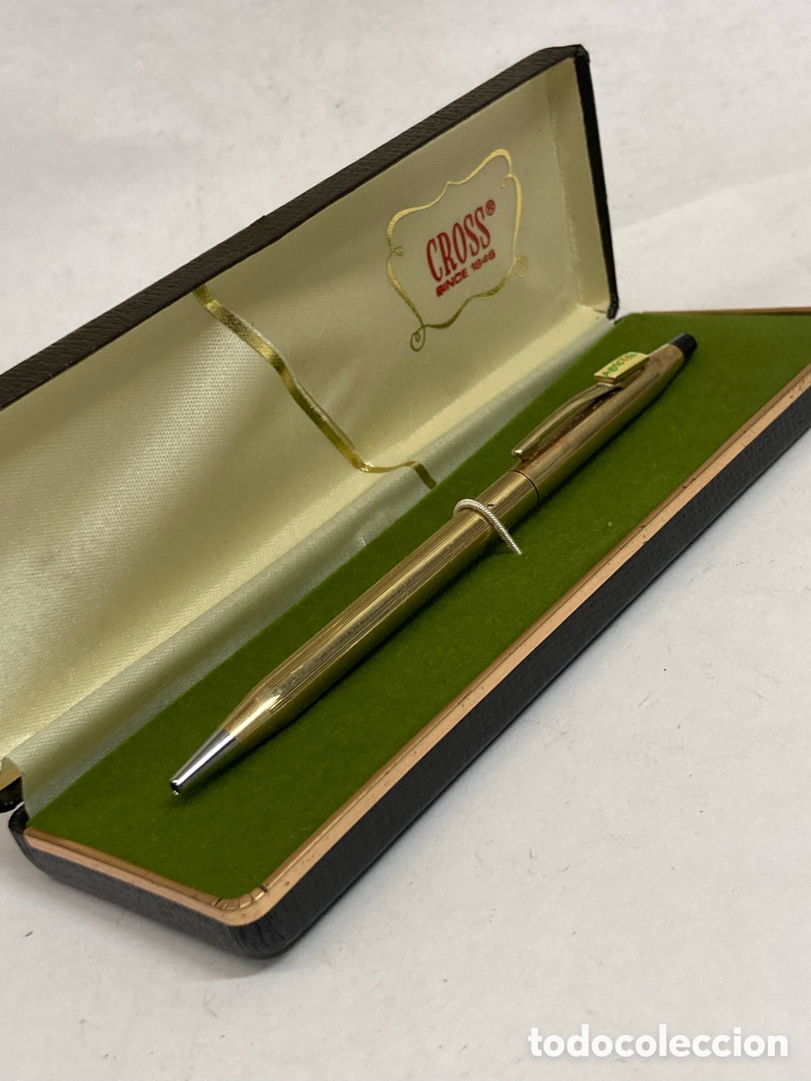 Bol&iacute;grafos antiguos: Bol&iacute;grafo Cross cuerpo Gold 10 kt en su estuche