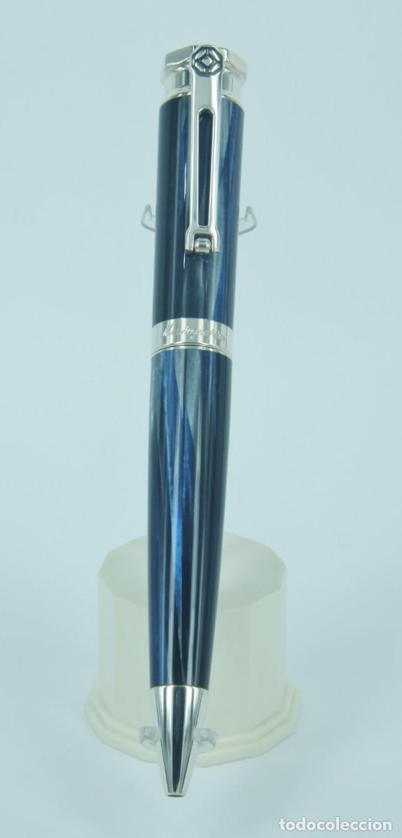 Penne a sfera antiche: MONTEGRAPPA EMOZIONE BUTTERFLY BLUE, Plata .925 y celuloide azul nacarado, bol&iacute;grafo NOS