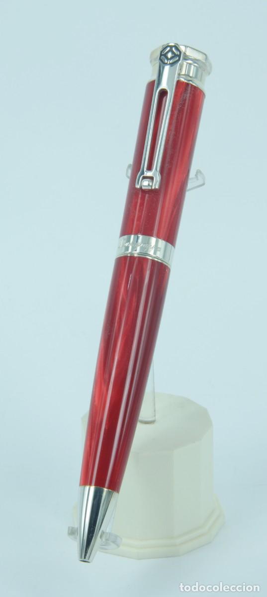 Penne a sfera antiche: MONTEGRAPPA EMOZIONE RED, Plata .925 y celuloide rojo nacarado, bol&iacute;grafo NOS