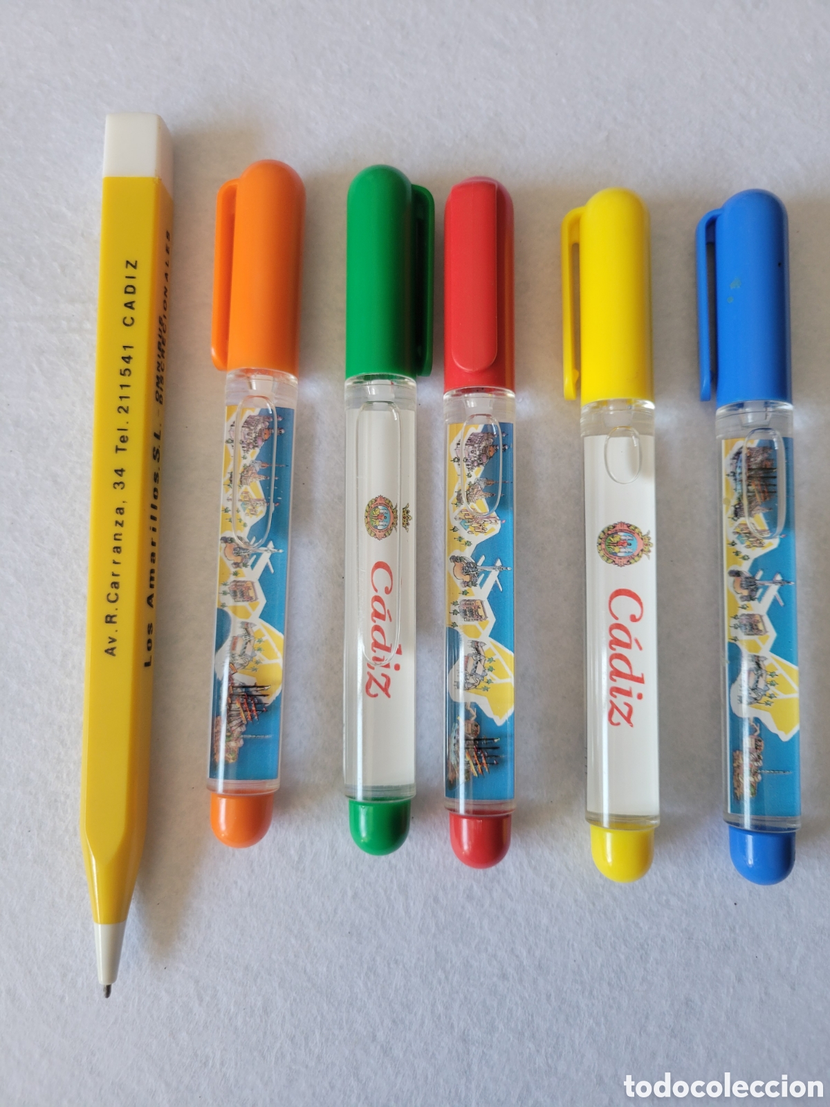 Bol&iacute;grafos antiguos: LOTE 6 ANTIGUOS BOLIGRAFOS GRUESOS PUBLICIDAD DE CADIZ