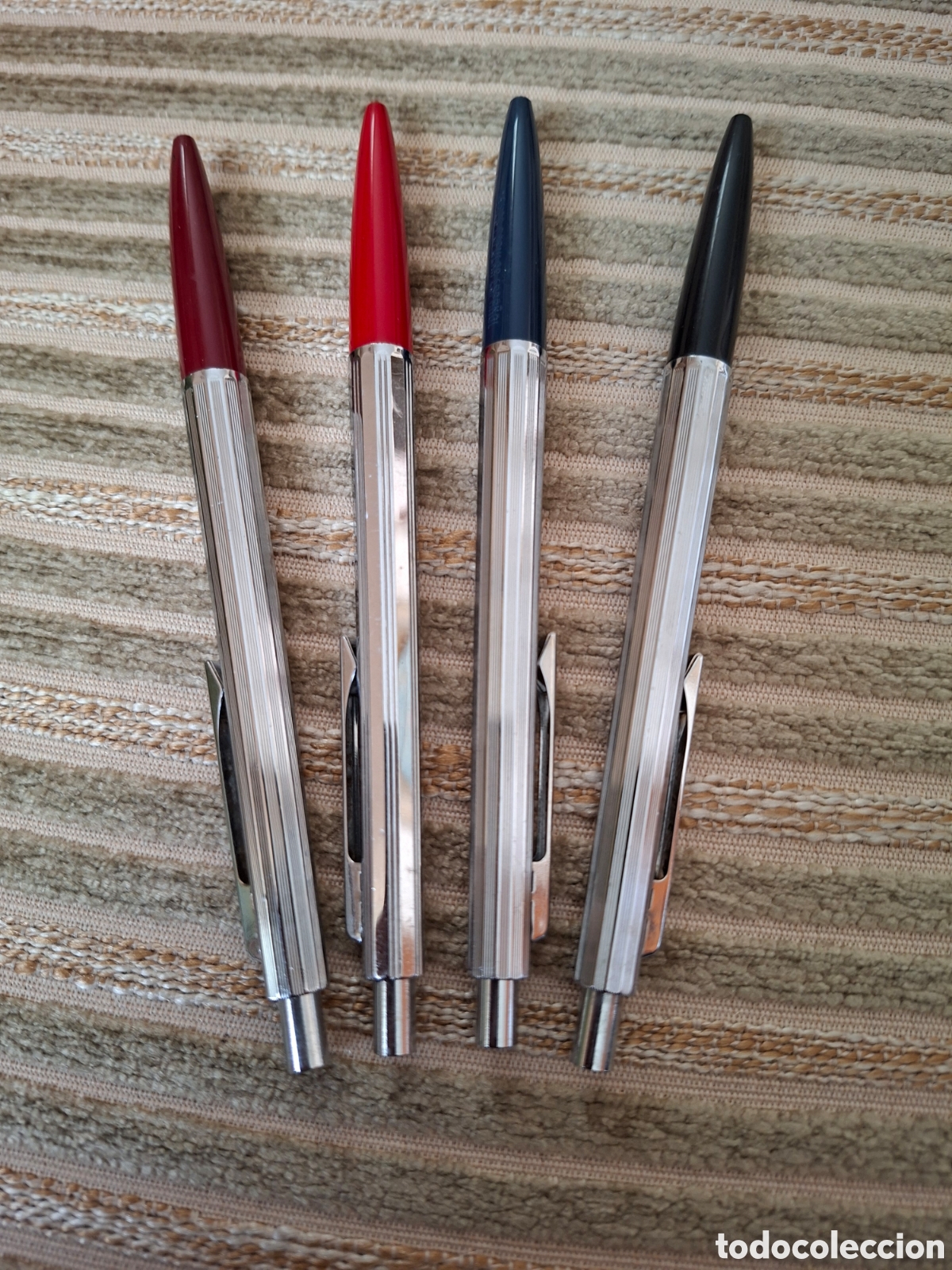 Bol&iacute;grafos antiguos: LOTE DE BOLIGRAFOS INOXCROM (4), publicidad del Banco Popular Espa&ntilde;ol