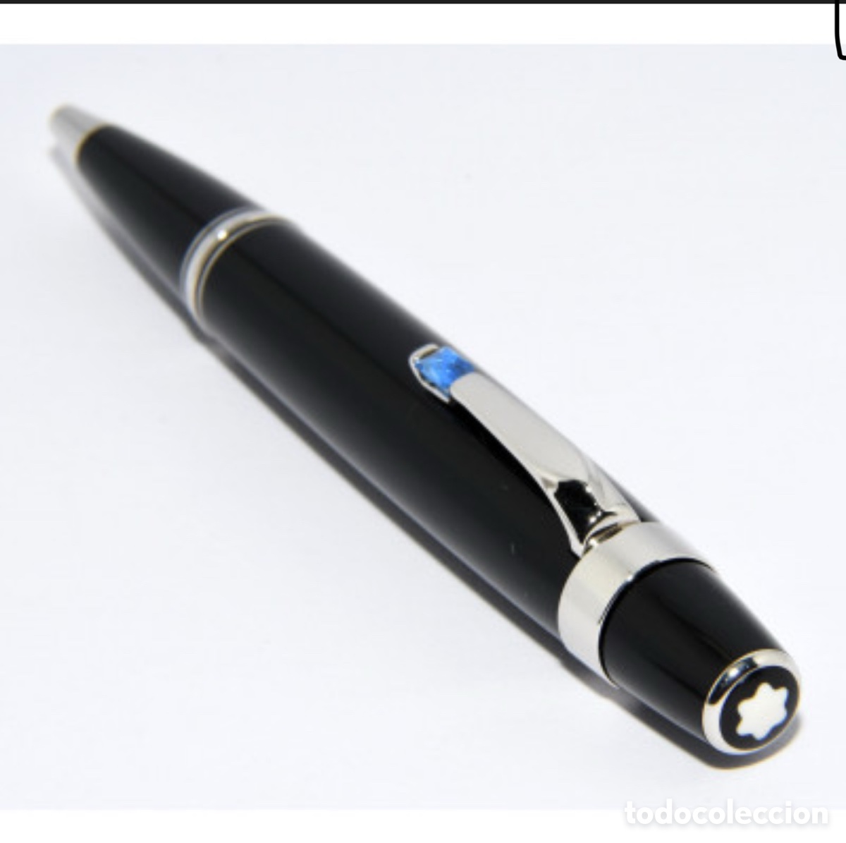 Bol&iacute;grafos antiguos: Bol&iacute;grafo Montblanc Boh&egrave;me original negro resina detalles plata pieza de colecci&oacute;n