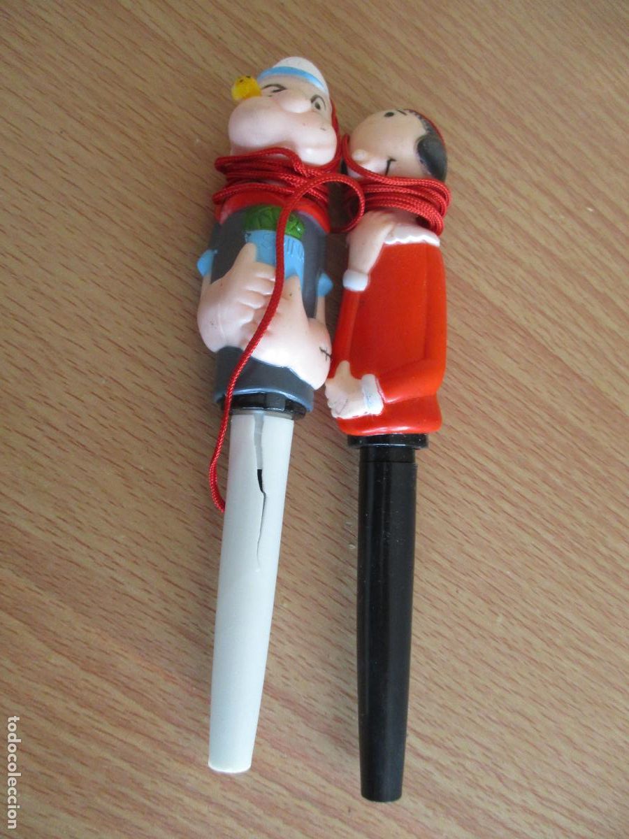 Bol&iacute;grafos antiguos: 2 BOL&Iacute;GRAFOS,CON FIGURA DE OLIVIA Y POPEYE-PLASTICO DURO - 13 CM. - EXCLUSIVO PARA d*****o