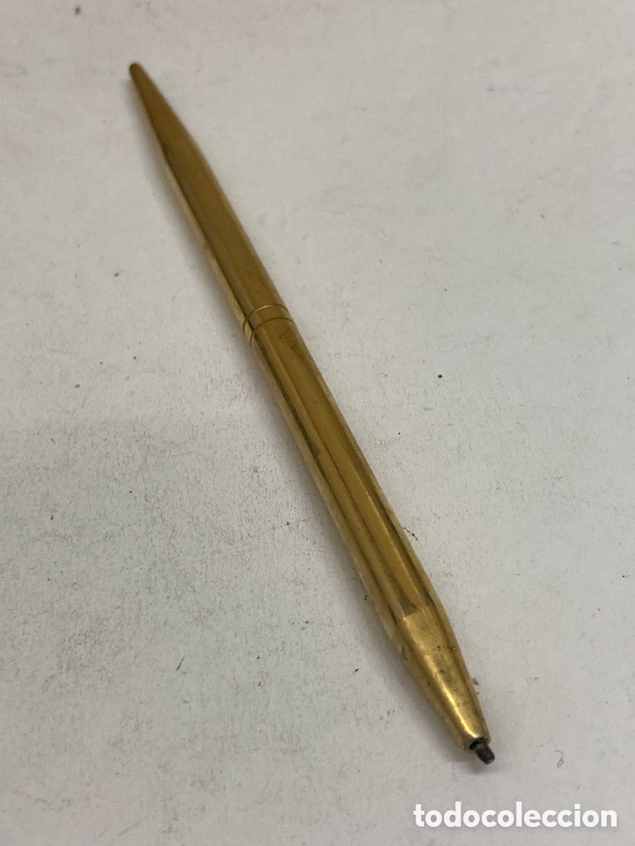 Bol&iacute;grafos antiguos: Bol&iacute;grafo cuerpo metal dorado