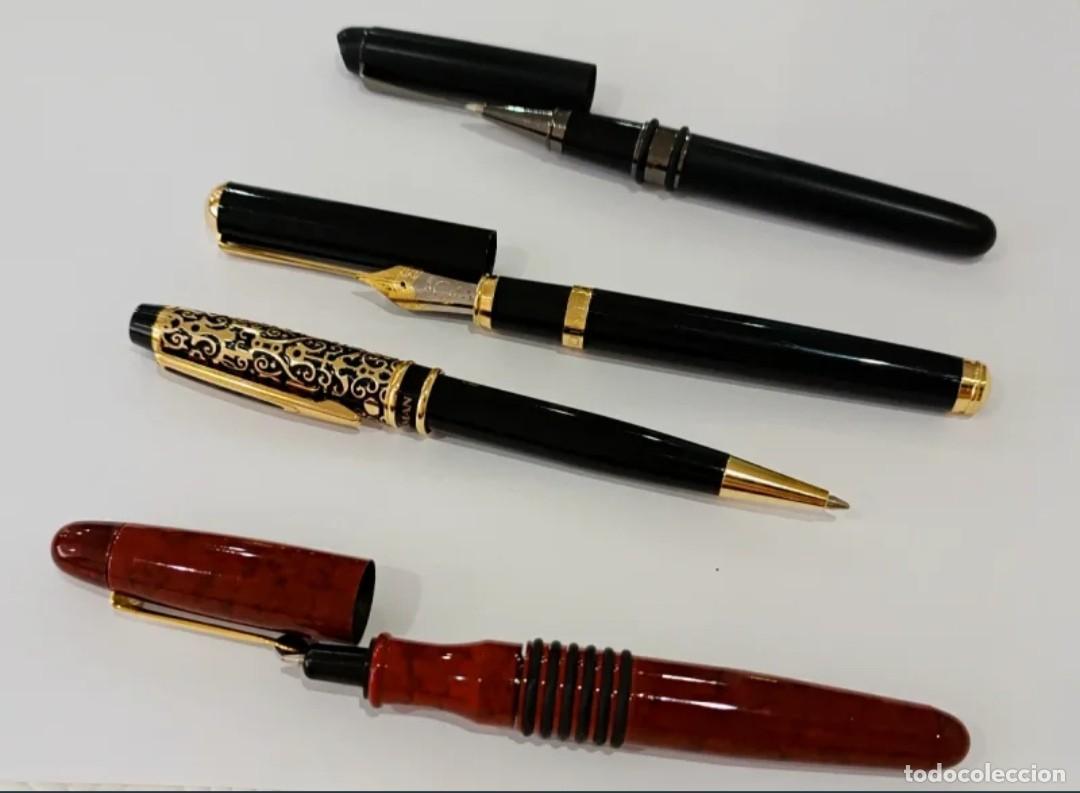 Bol&iacute;grafos antiguos: Pack 3 Bol&iacute;grafos Vintage + Pluma